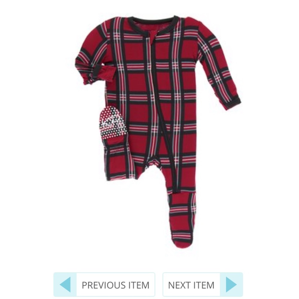 Kickee Pants Christmas Plaid footie with zipper